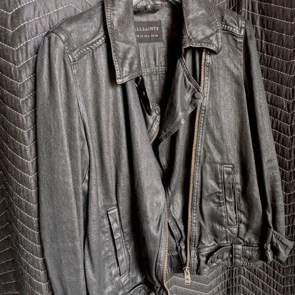 All Saints Black Jean Jacket - Picture 2 of 16